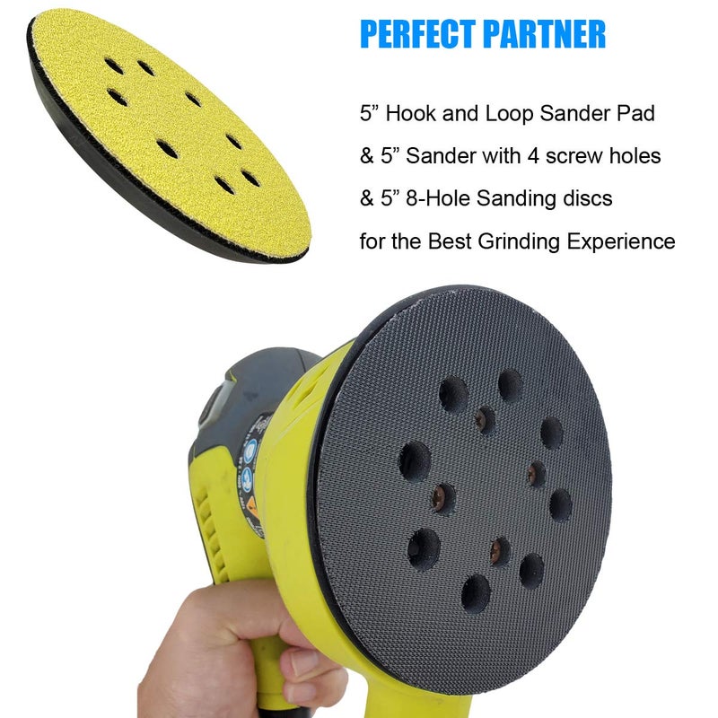 Tockrop 5" Replacement Sander Pad for Ryobi Sander, Aluminum Oxide Grit, Compatible with Ryobi RS290, RS241, RS240, RS280/RS280VS, RS281VS, P411 Random Orbit Sander - 1 Pack - Image 4